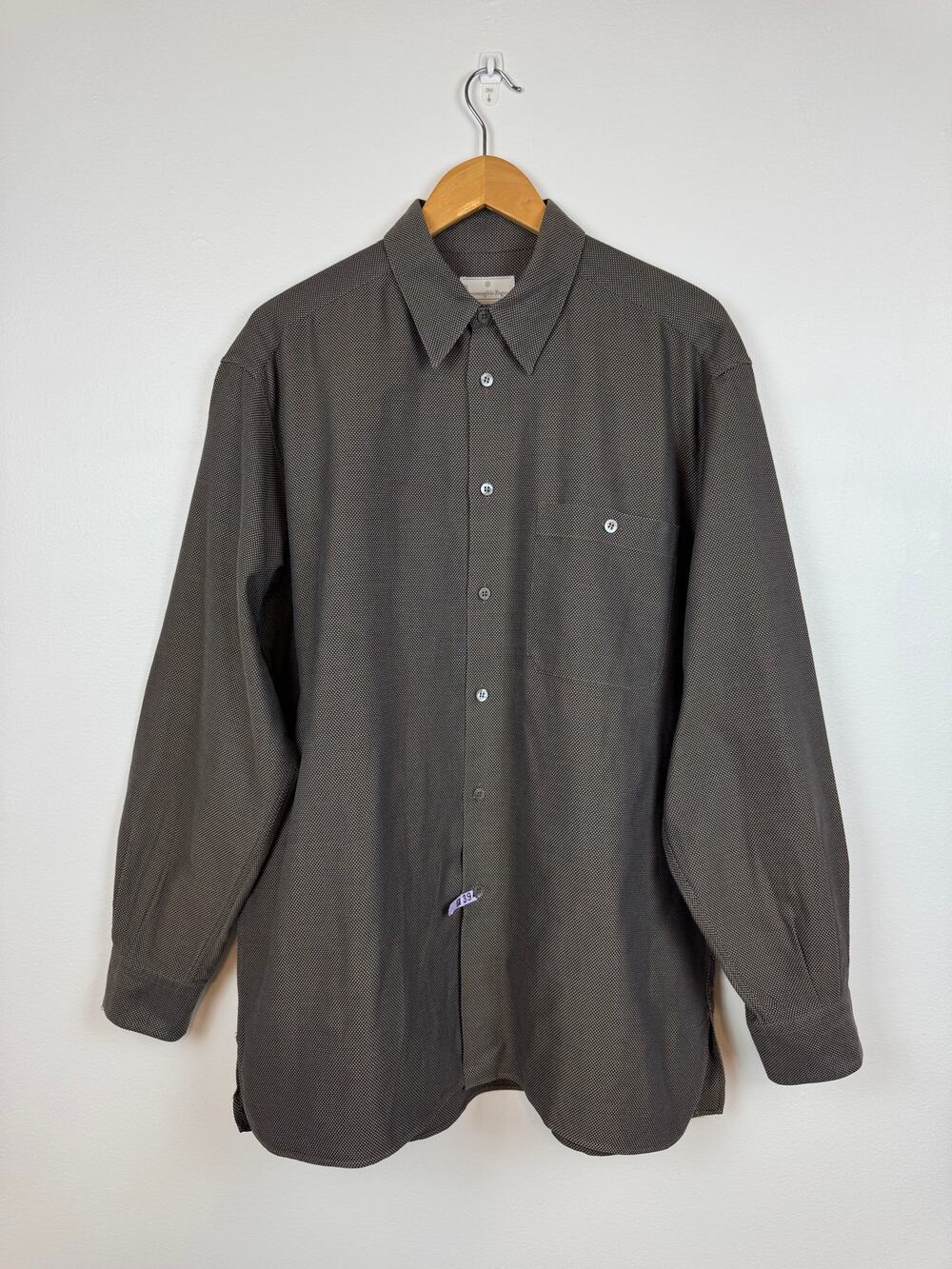 Ermenegildo Zegna Men Brown Black Woven Patterned Button Down Collared Shirt XXL